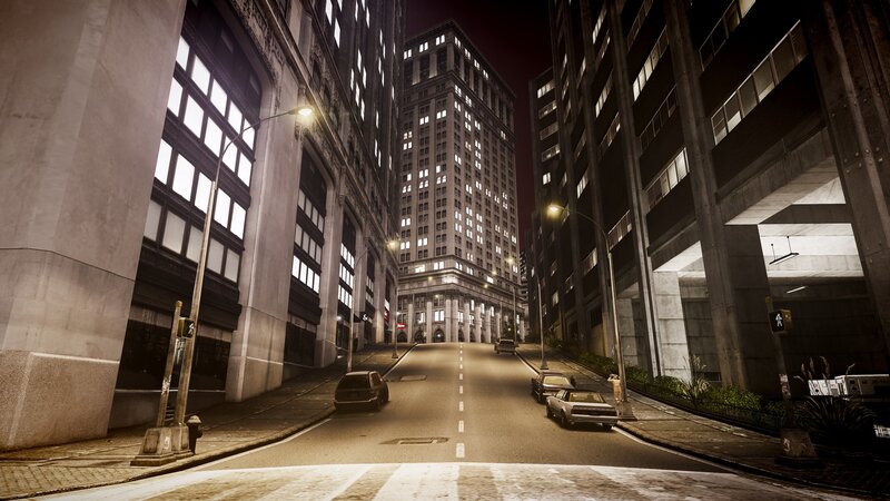 Empty City Street at Night — Gray, Dark