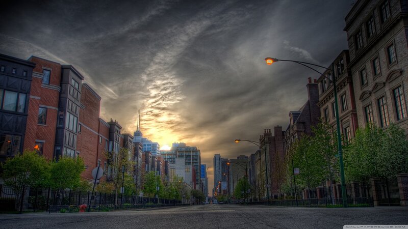 Empty City Street at Sunset — Gray
