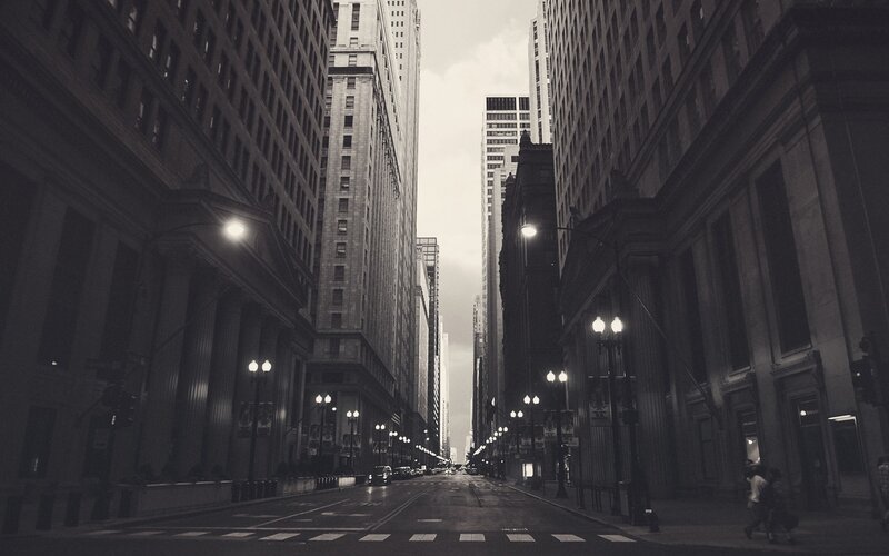 Empty City Street — Black, Dramatic, Afternoon