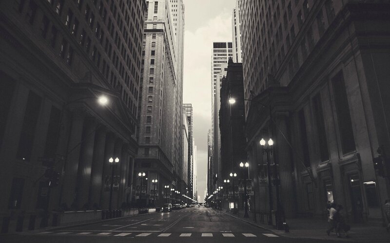 Empty City Street — Black, Dramatic