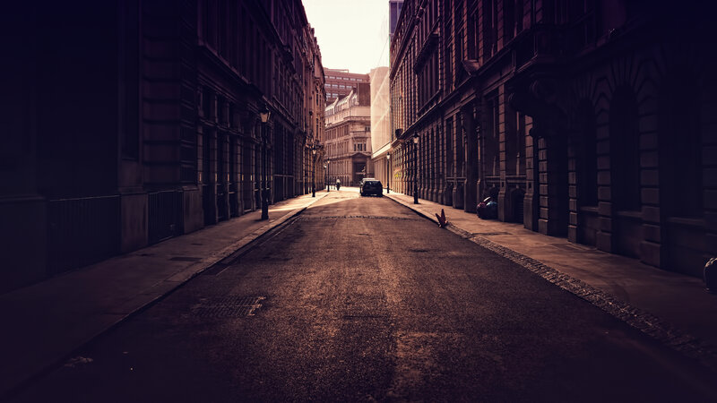 Empty City Street — Brown, Dramatic