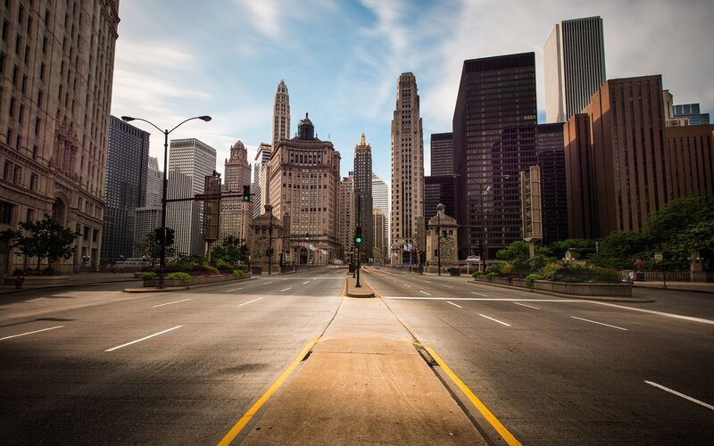 Empty City Street — Gray, Serene, Morning