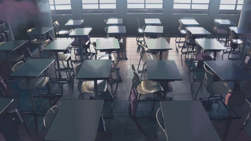 Empty classroom at dusk