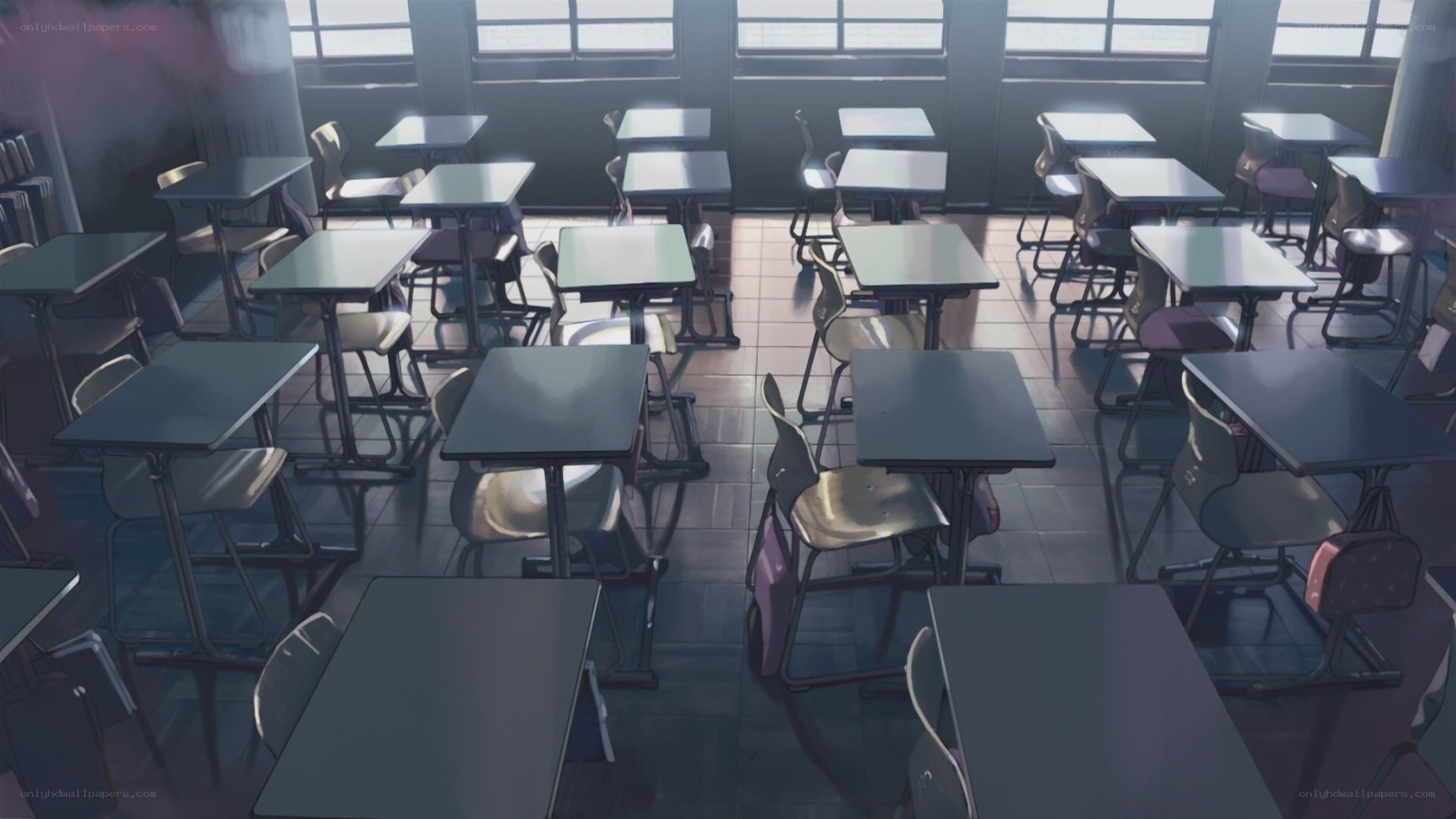 Empty classroom at dusk