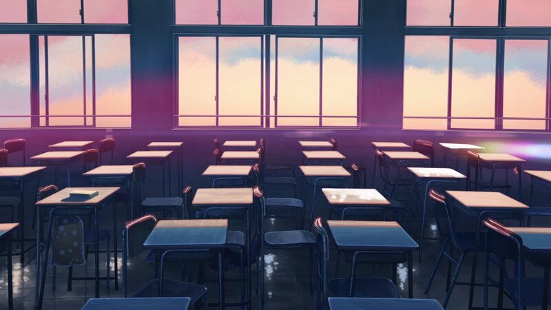 Empty Classroom at Sunset — Purple