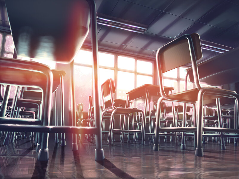 Empty Classroom Desks — Brown
