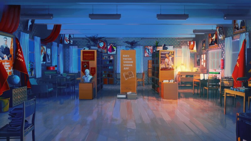 Empty Classroom Interior — Blue
