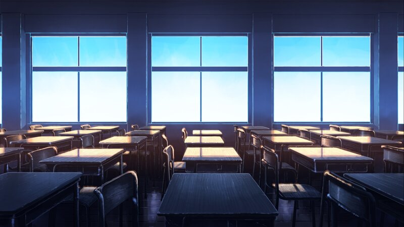 Empty Classroom with Desks — Blue