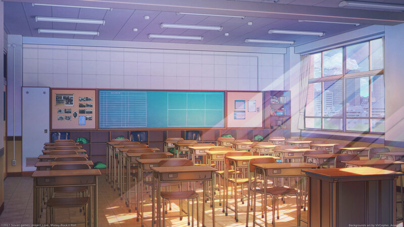 Empty Classroom with Desks — Brown