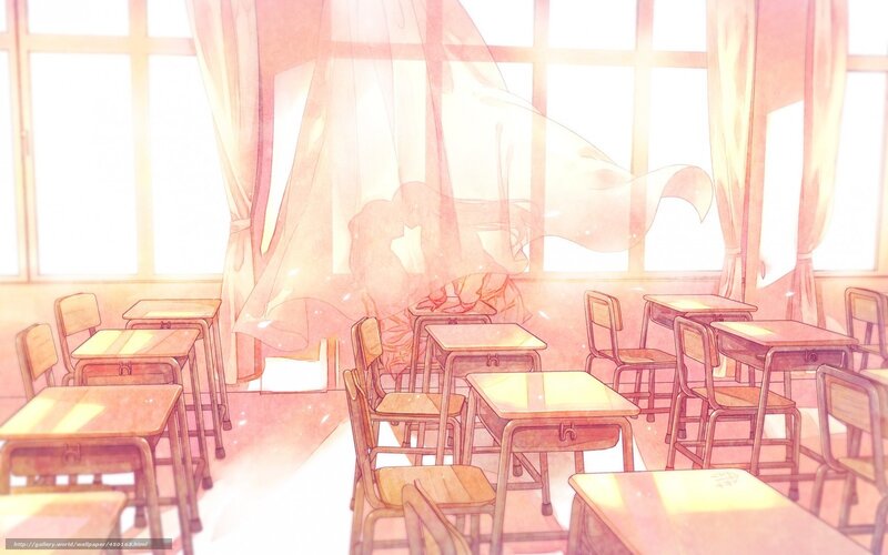 Empty Classroom with Desks — Pink