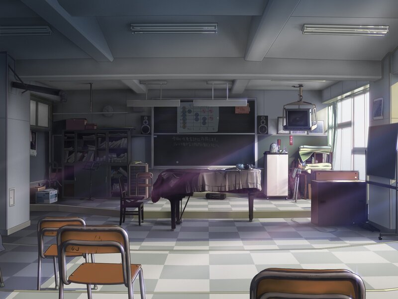 empty classroom with piano