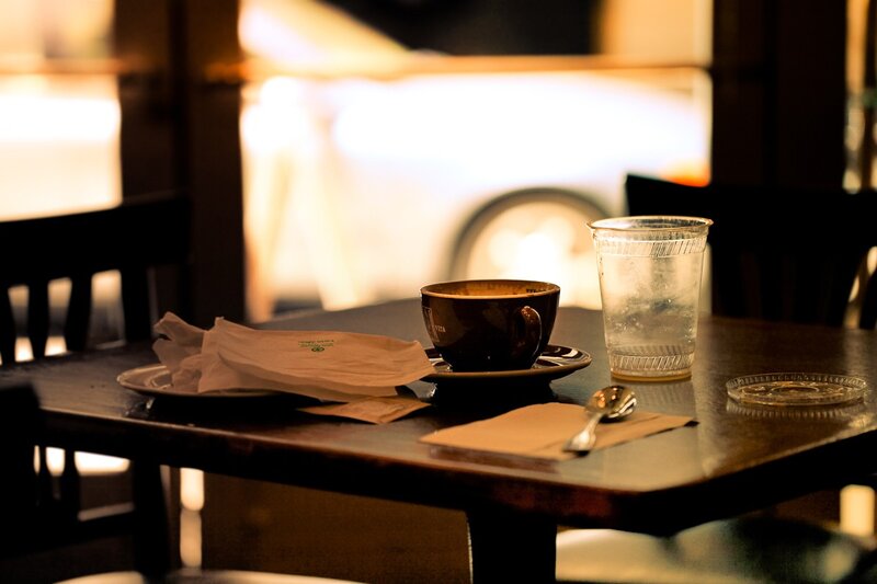 Empty coffee cup on a table