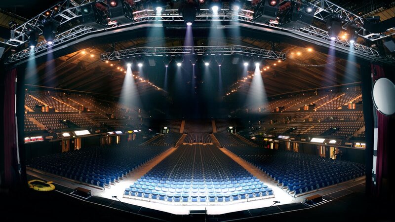 Empty concert hall with spotlights