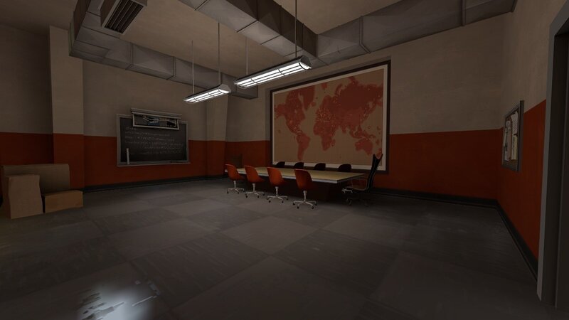 empty conference room with world map