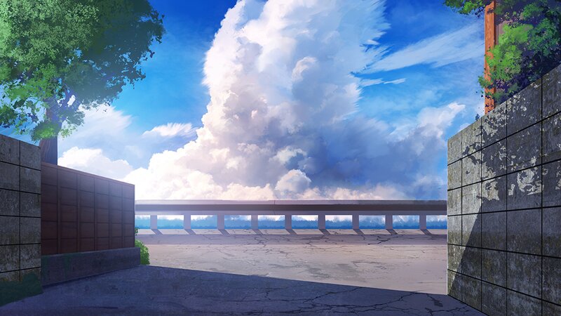 Empty Courtyard with Clouds