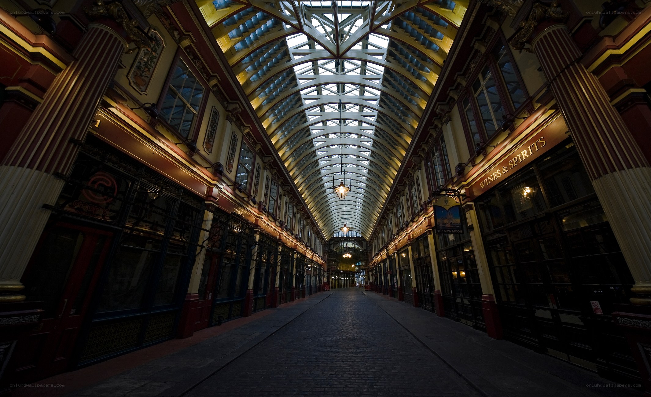 Empty covered market alley