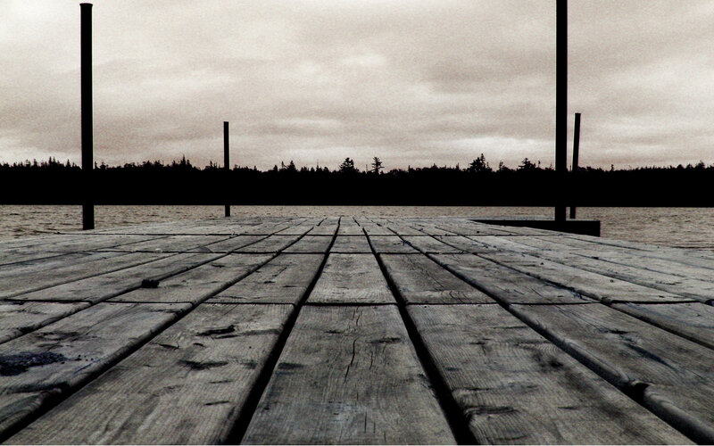 Empty dock on a cloudy day