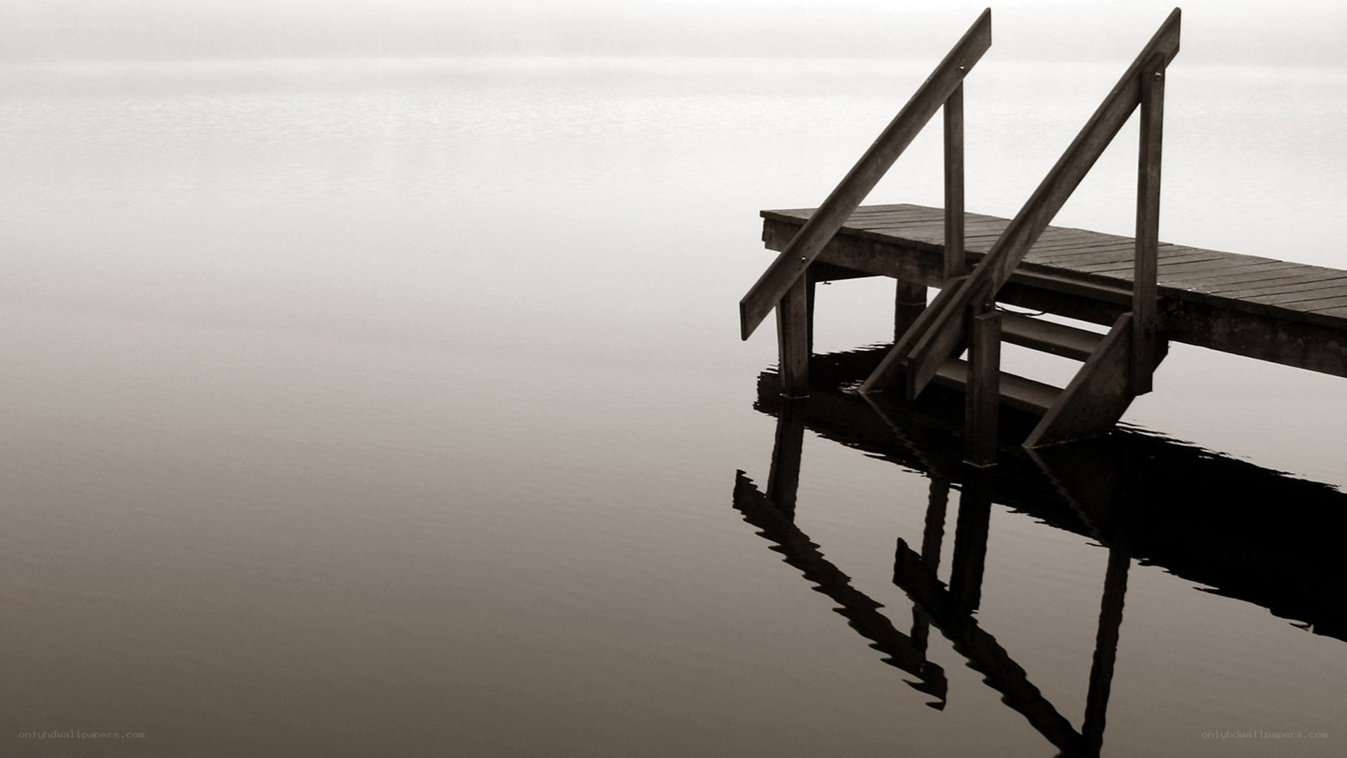 Empty dock on calm lake