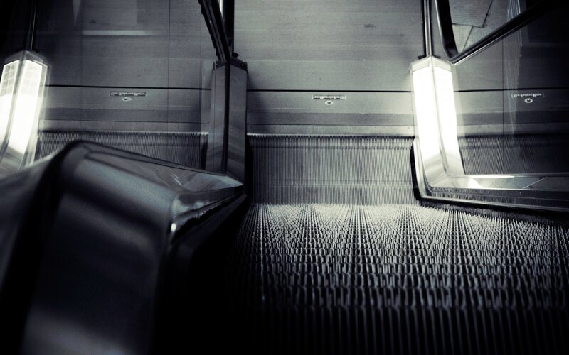 Empty escalator in a station