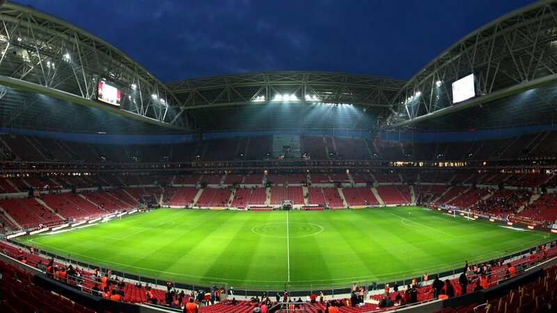 empty football stadium at night