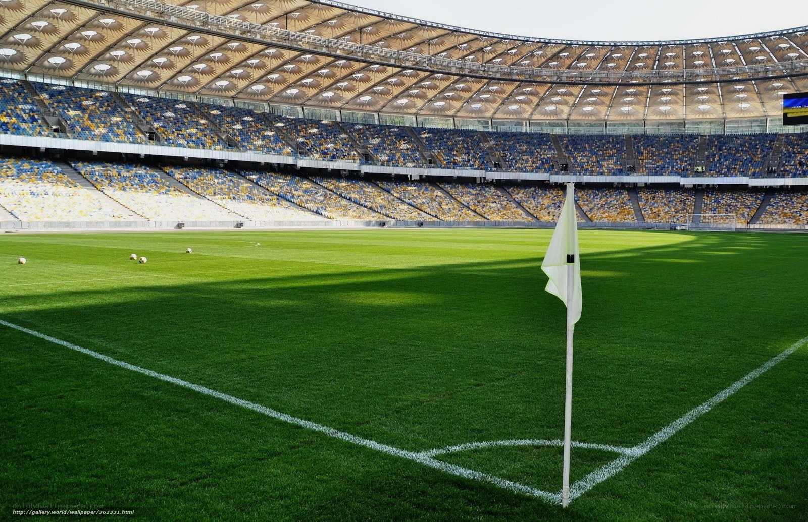 Empty football stadium corner