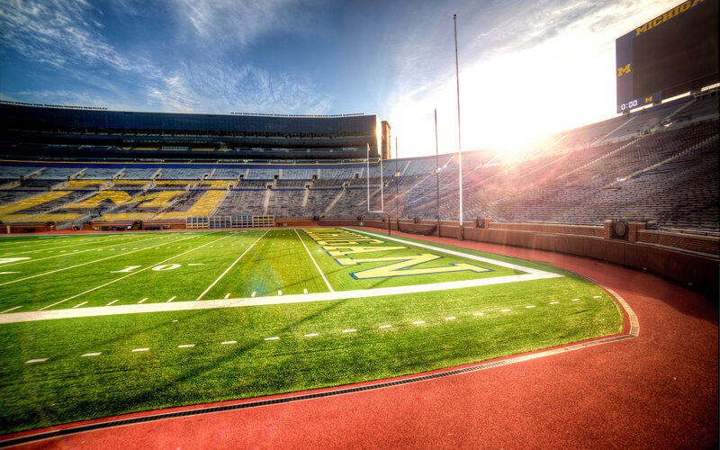 Empty Football Stadium — Green, Dramatic