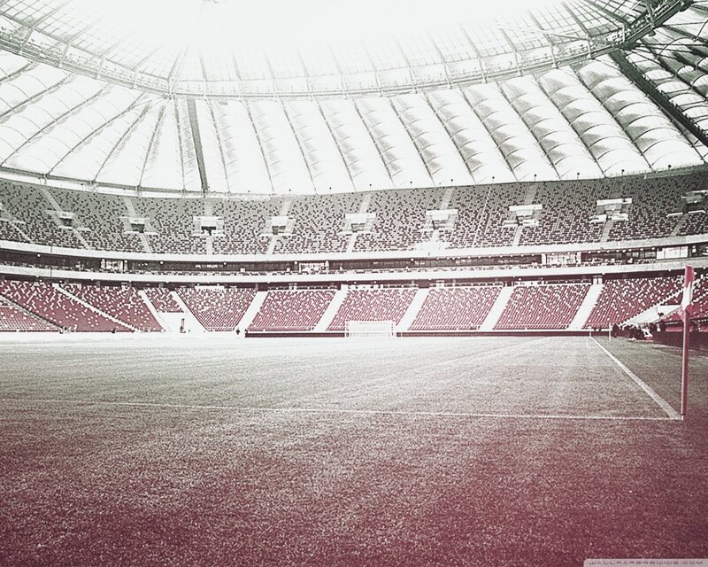 Empty Football Stadium — Red, Desolate