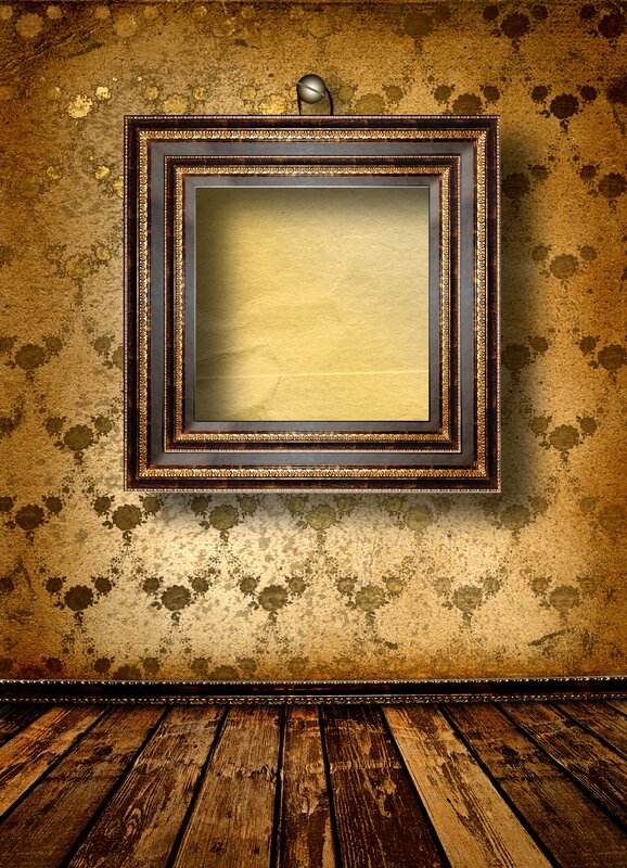 Empty frame on vintage wall