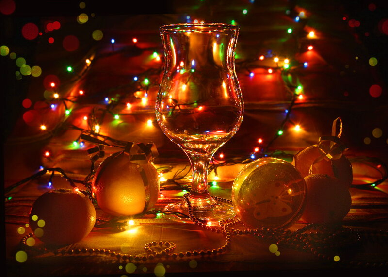 Empty Glass with Ornaments