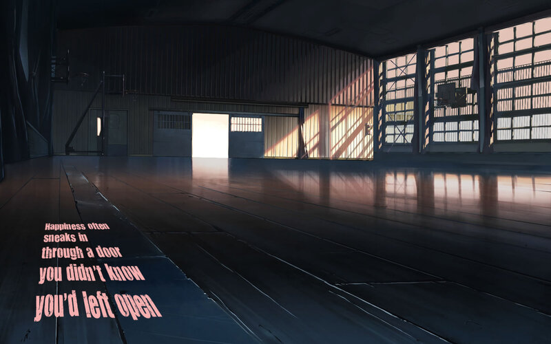Empty gym with hopeful message
