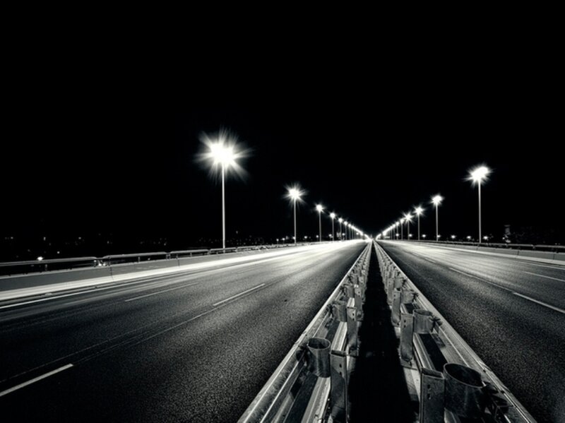 Empty highway at night