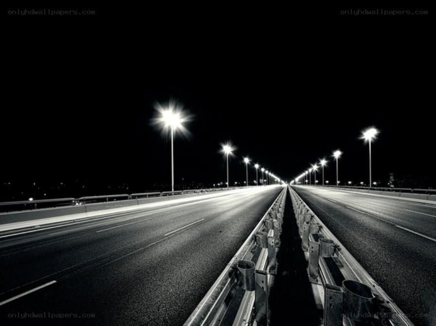 Empty highway at night