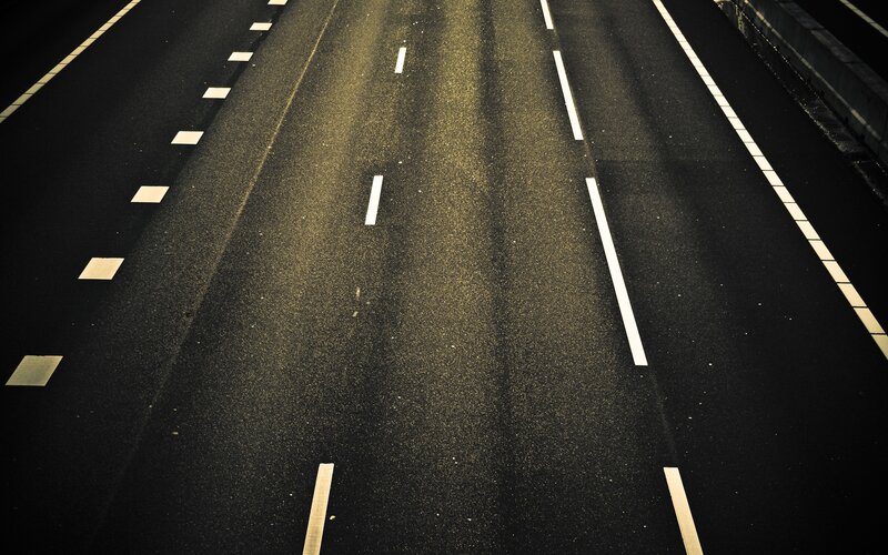 Empty Highway at Night — Black, Dramatic