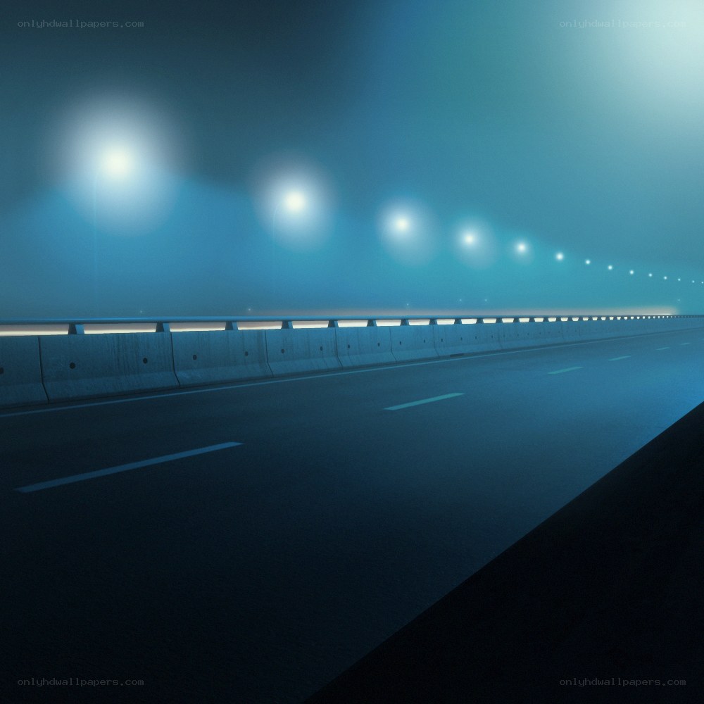 Empty highway at night