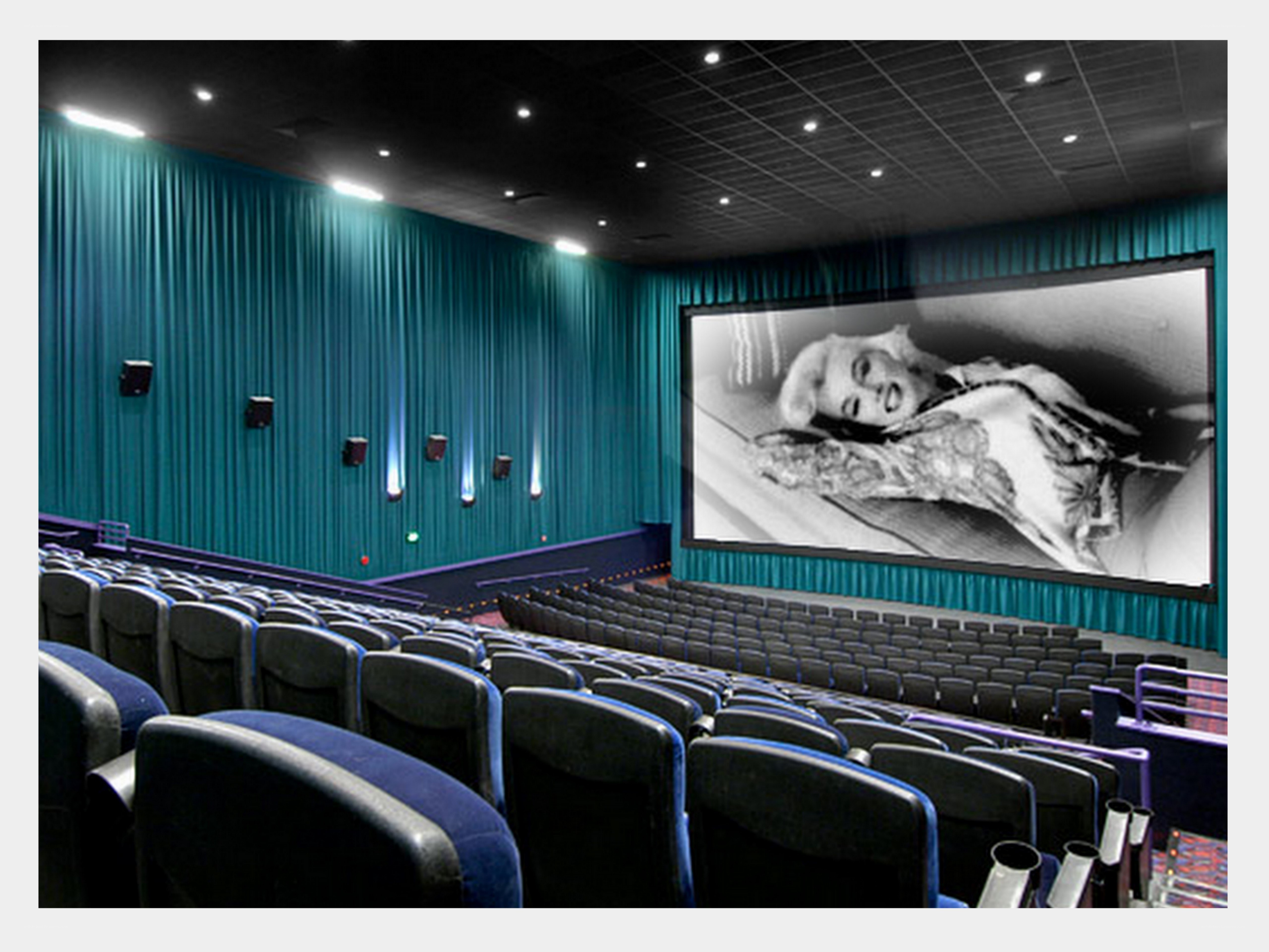 Empty movie theater with screen