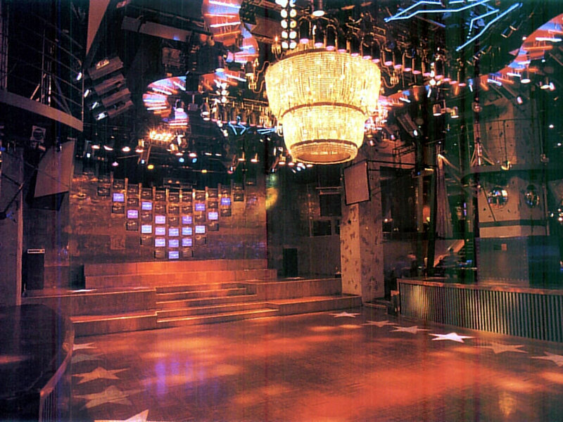 Empty nightclub with chandelier