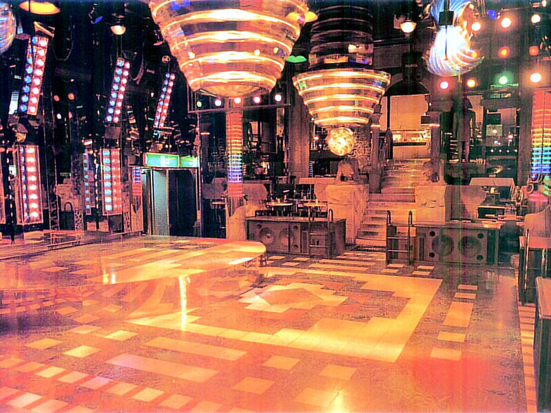 Empty nightclub with glowing lights