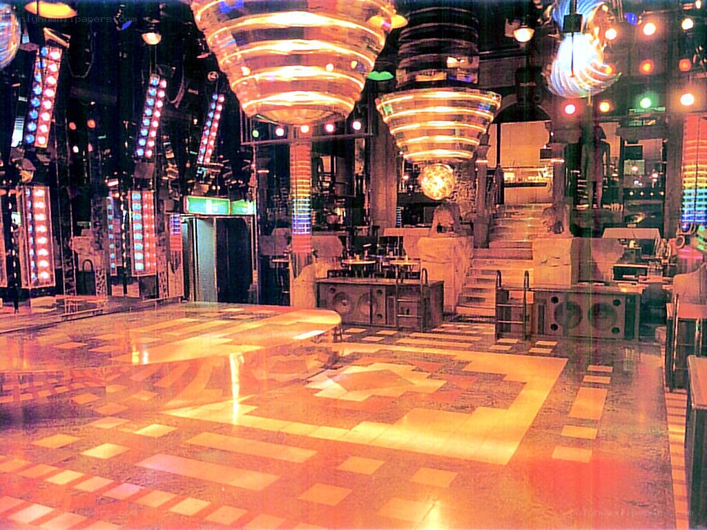 Empty nightclub with glowing lights