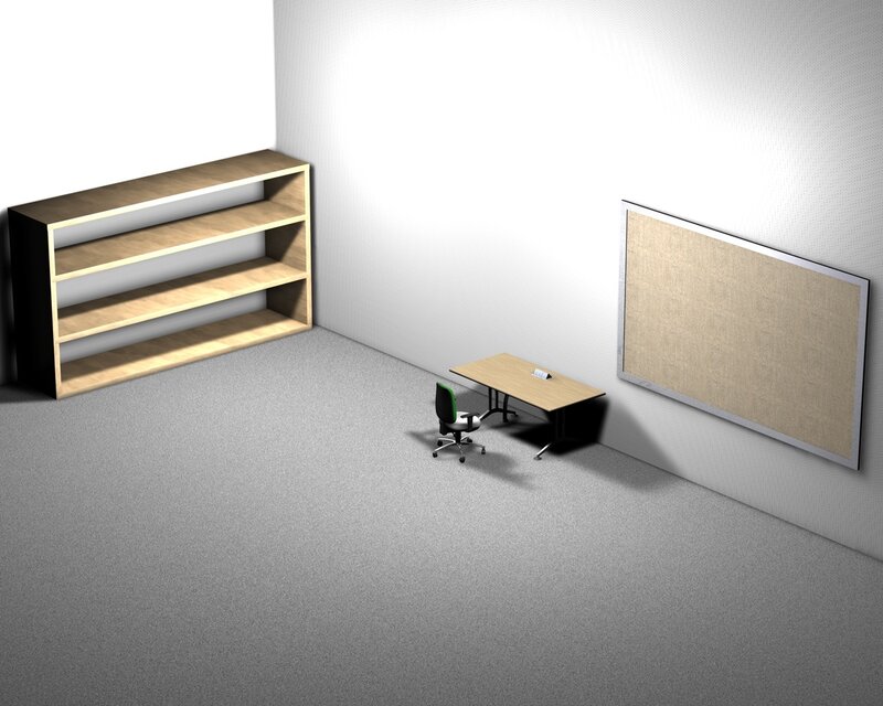Empty Office Corner — Gray, Neutral, 3d Render
