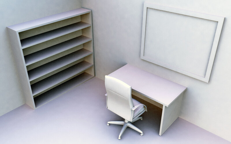 empty office corner setup