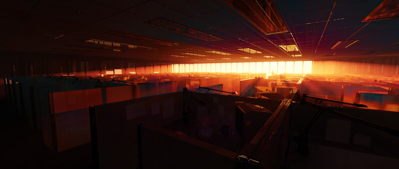 Empty Office Cubicles — Orange