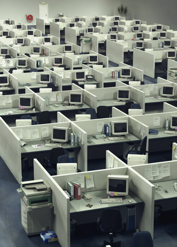 Empty office cubicles