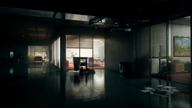 Empty Office Hallway — Black