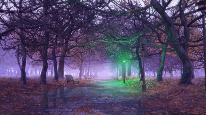 Empty Park Bench — Purple, Mysterious