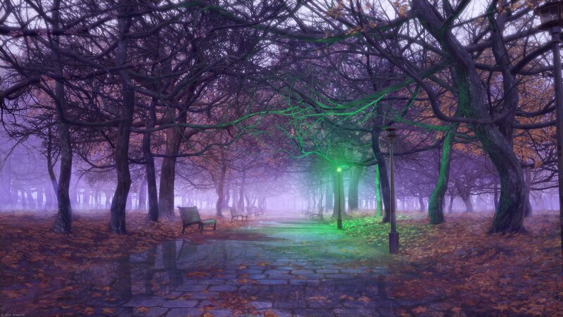 Empty Park Bench — Purple