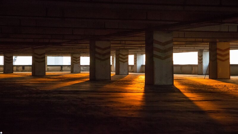 Empty Parking Garage — Orange