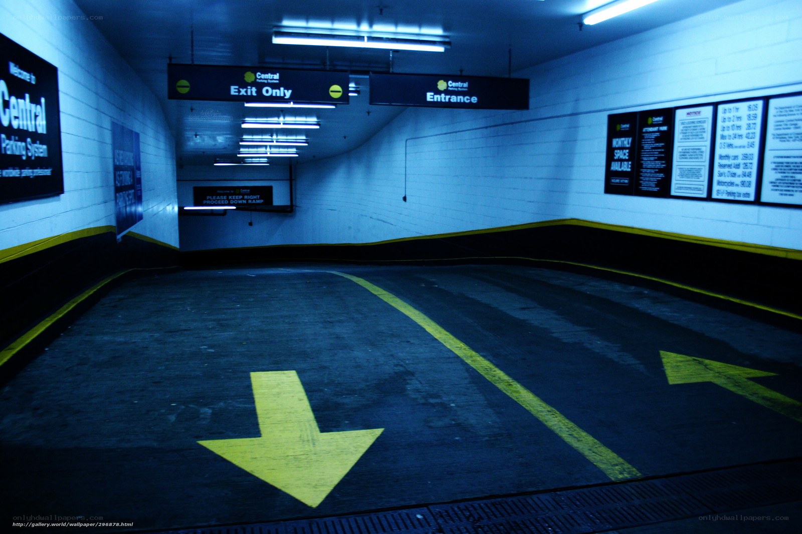 Empty parking garage ramp