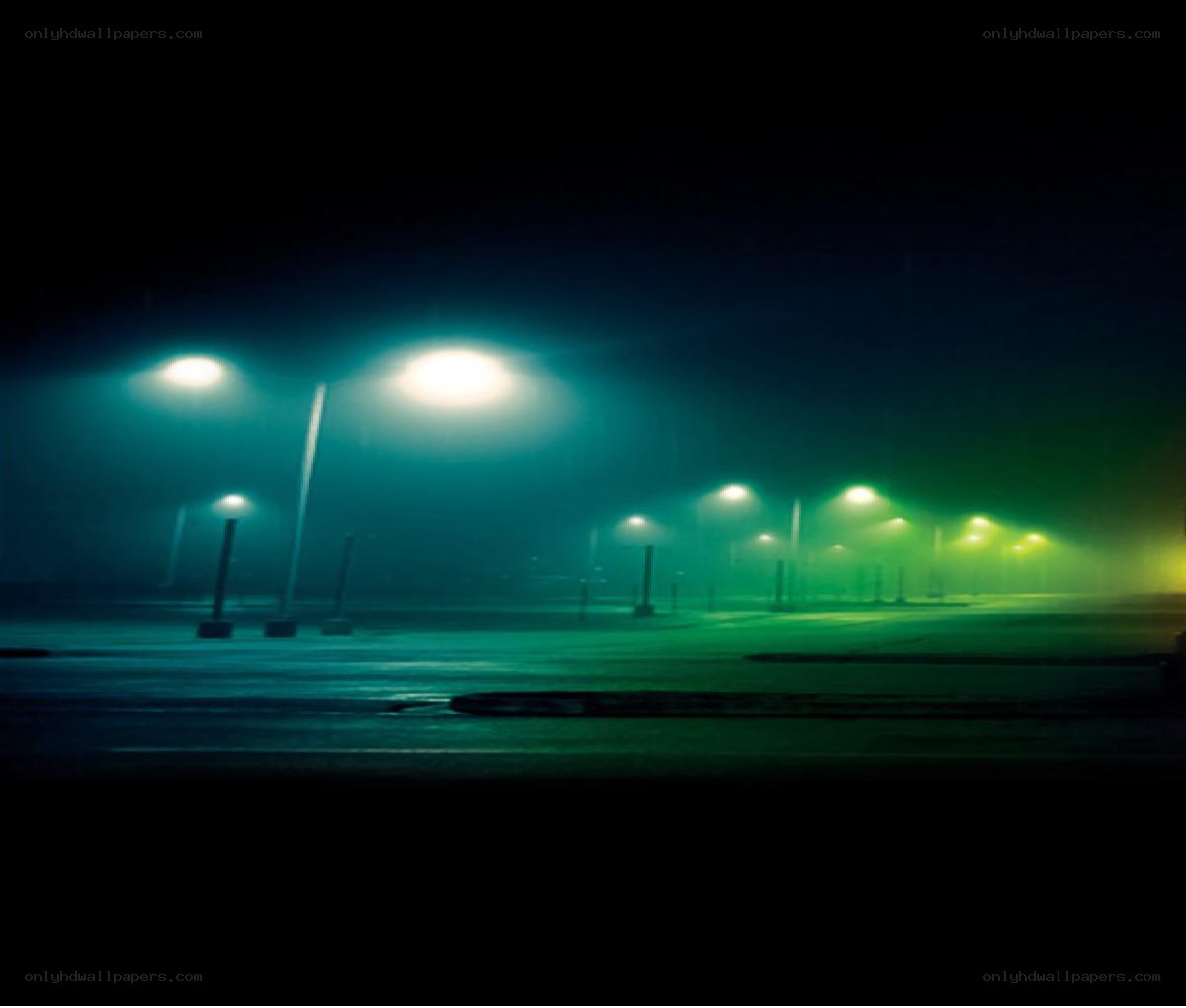 empty parking lot at night
