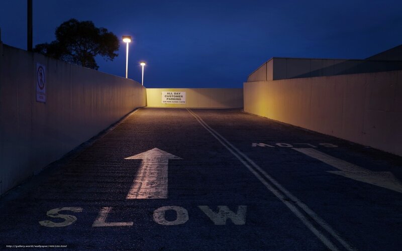 Empty parking ramp at dusk