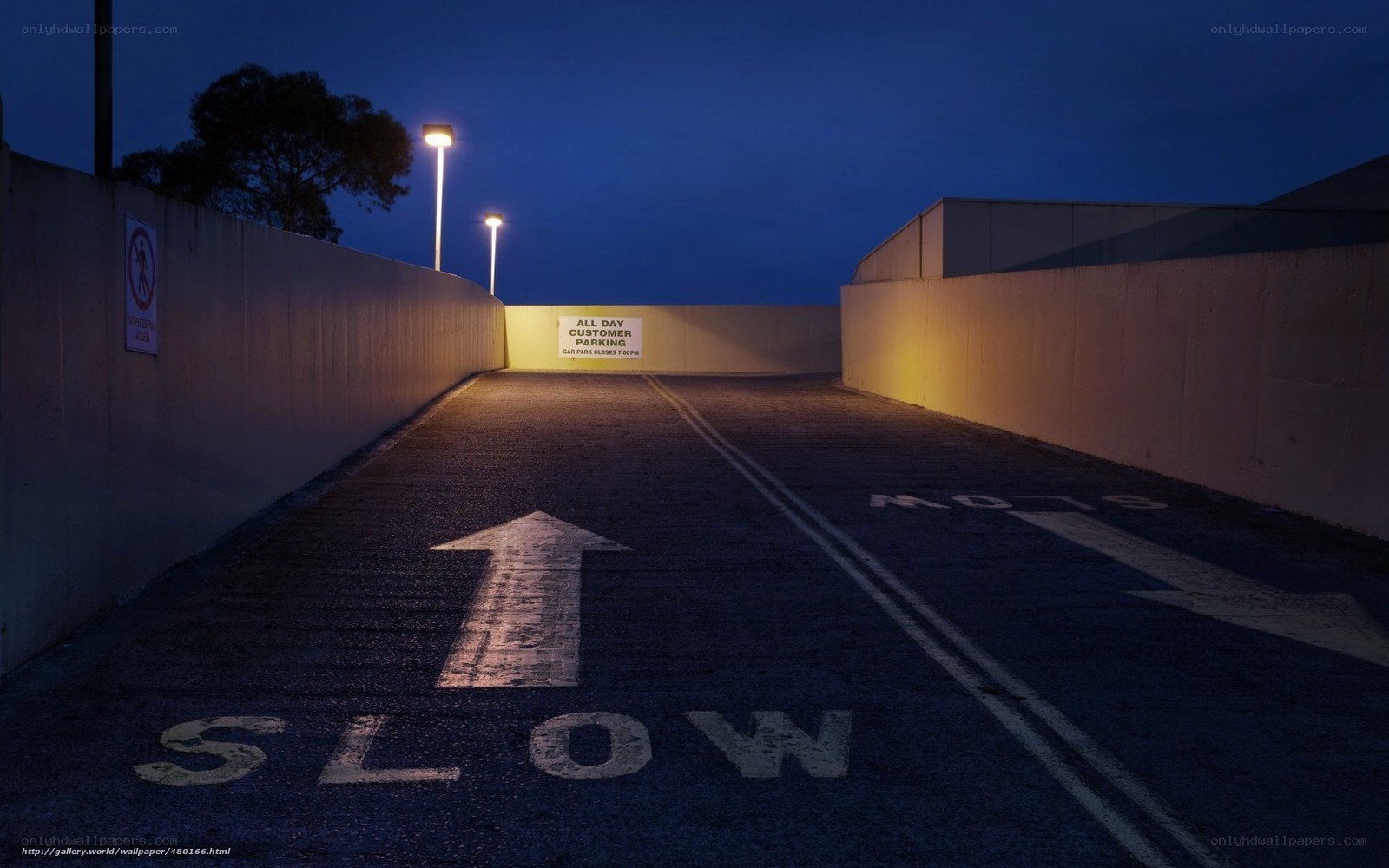Empty parking ramp at dusk
